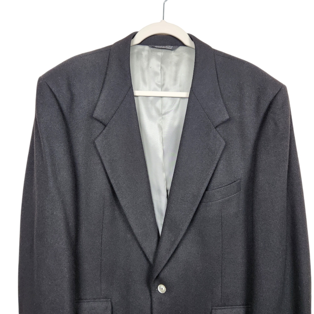 Neiman Marcus Vintage 100% Cashmere 90's ACTWU Black Sport Coat Men's Size 42 L - Picture 2 of 12